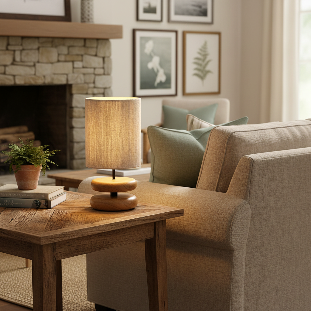 Cairn Stacked Wood Table Lamp