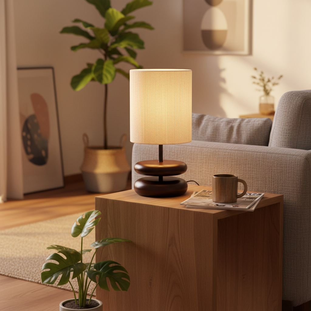 Cairn Stacked Wood Table Lamp