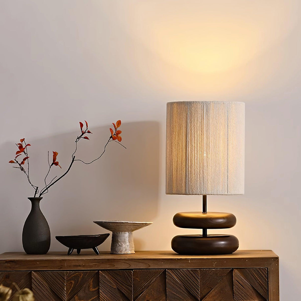 Cairn Stacked Wood Table Lamp
