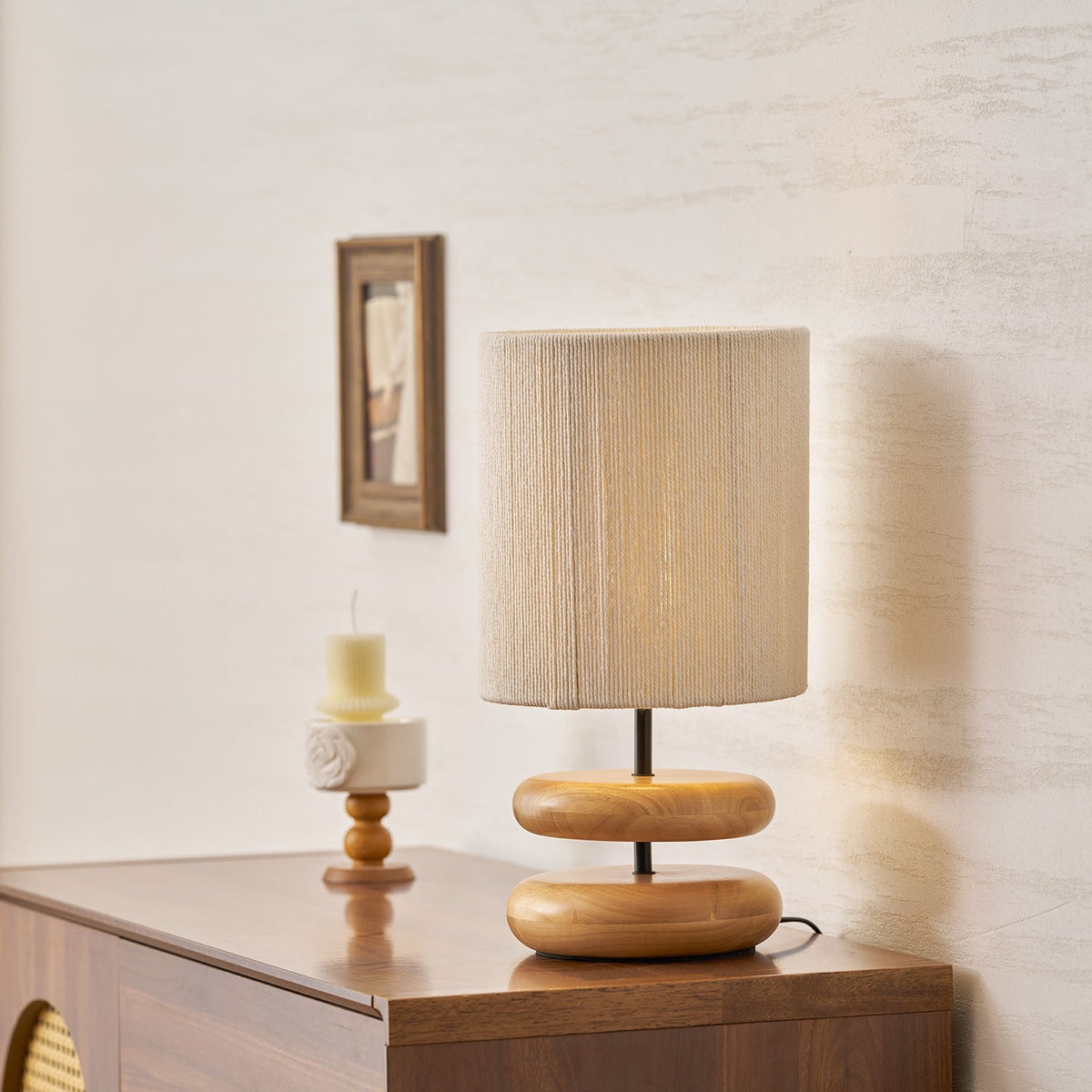 Cairn Stacked Wood Table Lamp