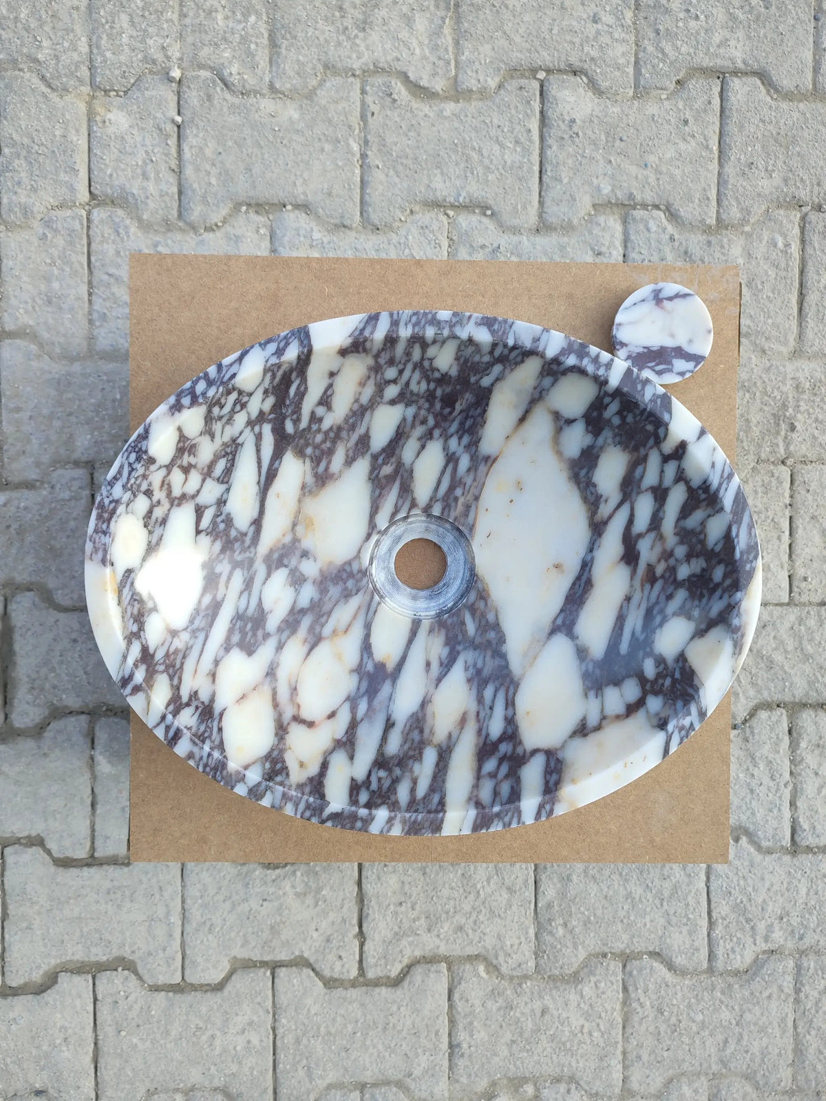 Calacatta Viola Oval White Purple Marble Handcarved Above Counter Vessel Bathroom Sink 14x18x5 Inch