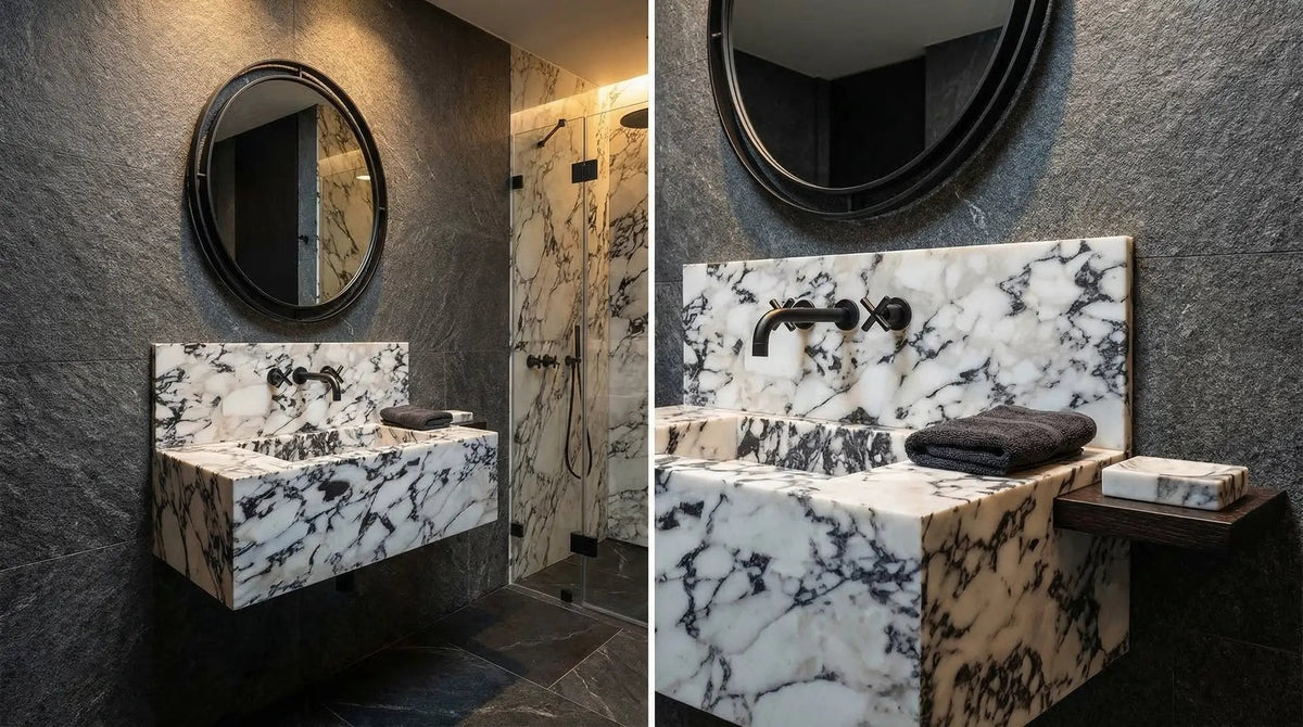 Calacatta Viola Marble Wall Mount Bathroom Sink 16x32
