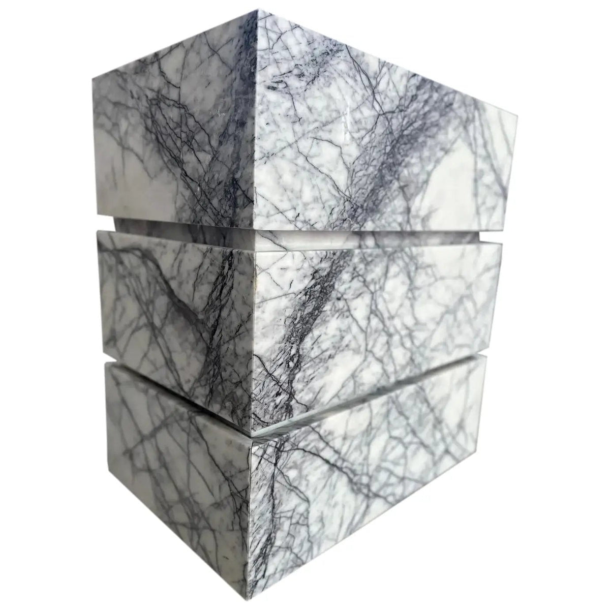 Handcrafted Calacatta Viola Marble Bathroom Pedestal Sink With White Gray Veining