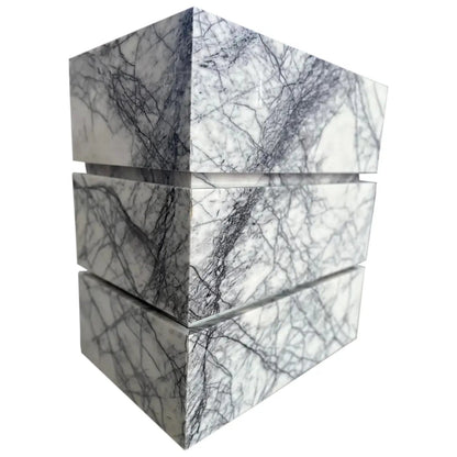 Handcrafted Calacatta Viola Marble Bathroom Pedestal Sink With White Gray Veining