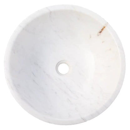 Calacatta White Marble Round Vessel Bathroom Sink 16 Inch