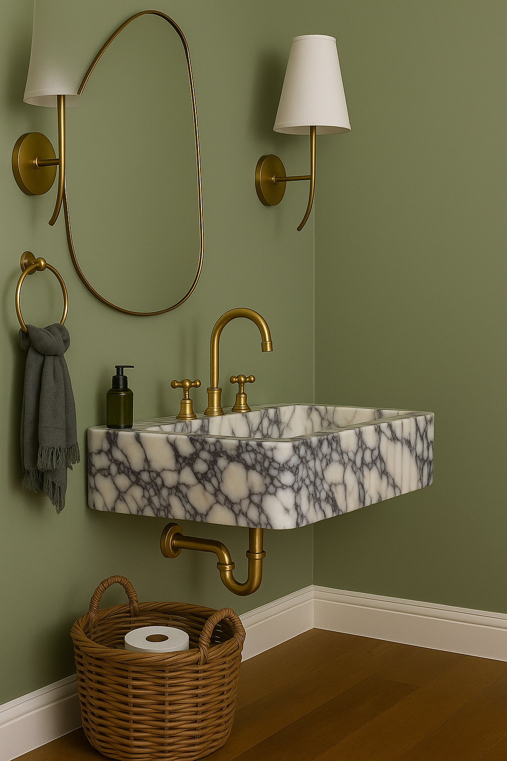 Calacatta Marble Sink | Handcrafted Italian White and Black Stone Basin