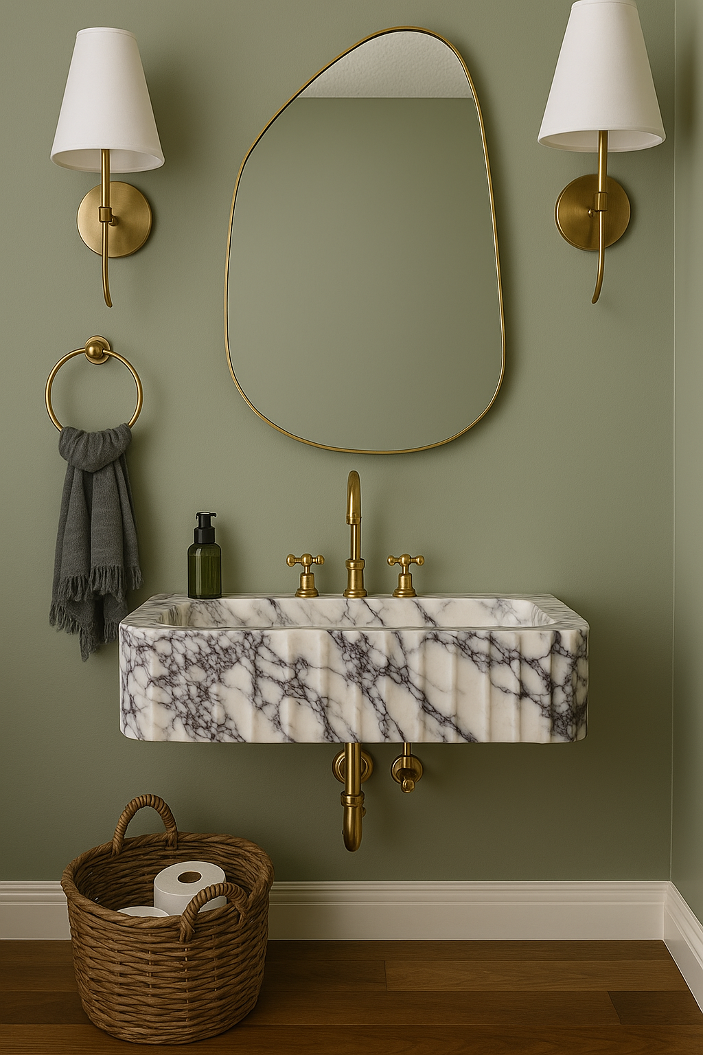 Calacatta Marble Sink | Handcrafted Italian White and Black Stone Basin