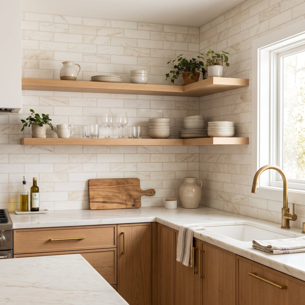 Calacatta Cremo Honed Subway Marble Tiles 3x12