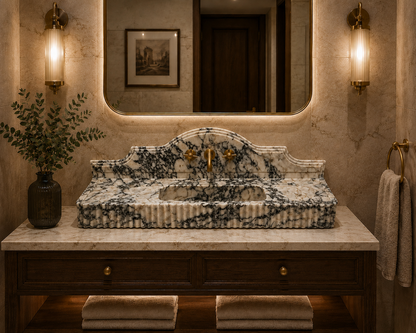 Luxury Calacatta Viola Marble Sink – Bold Italian Stone Design
