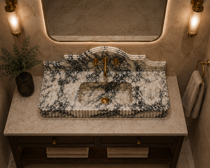 Luxury Calacatta Viola Marble Sink – Bold Italian Stone Design