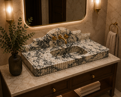 Luxury Calacatta Viola Marble Sink – Bold Italian Stone Design