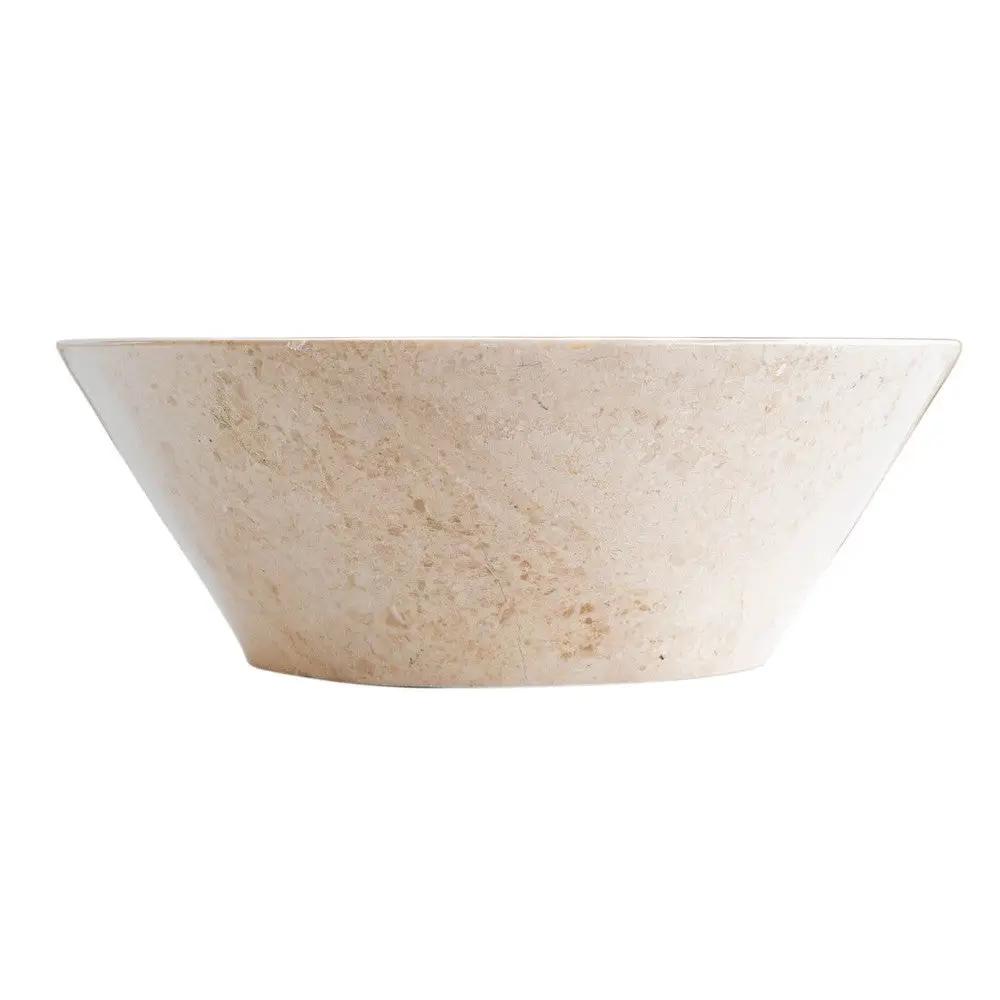 Handcrafted Cappuccino Beige Marble Vessel Sink In 16 Inch Round Polished