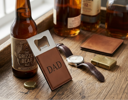 Caramel Leatherette Bottle Opener - 3.5" x 2"