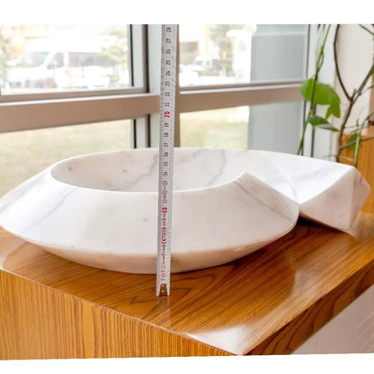 Custom Carrara White Marble Round Vessel Sink With Polished