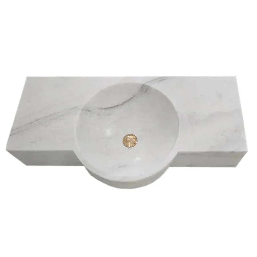 Luxury Wall Mount White Marble Above Vanity Sink 36 Inch