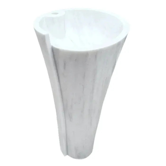 Carrara White Marble Pedestal Bathroom Sink Conical Design Free Shipping