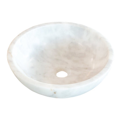 Carrara White Marble Natural Stone Vessel Sink - Polished 16x6
