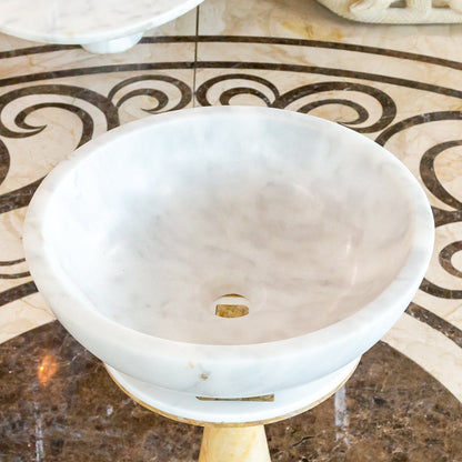 Carrara White Marble Natural Stone Vessel Sink - Polished 16x6