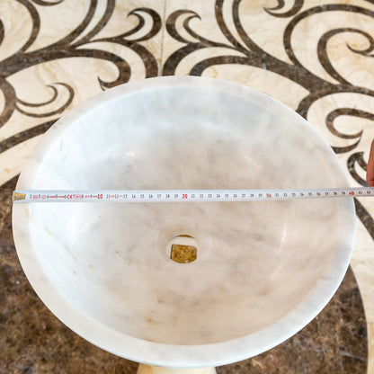 Carrara White Marble Natural Stone Vessel Sink - Polished 16x6