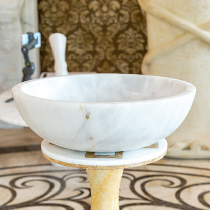 Carrara White Marble Natural Stone Vessel Sink - Polished 16x6