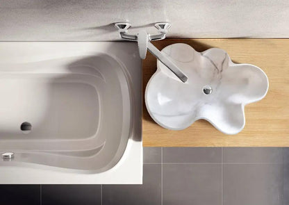 Handcrafted White Marble Vessel Sink Polished Natural Stone