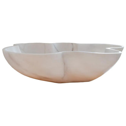 Handcrafted White Marble Vessel Sink Polished Natural Stone