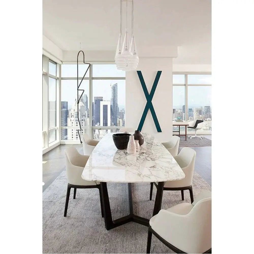Natural Marble Rectangular Dining Table - Polished Eased Edge