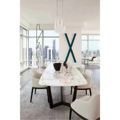 Natural Marble Rectangular Dining Table - Polished Eased Edge