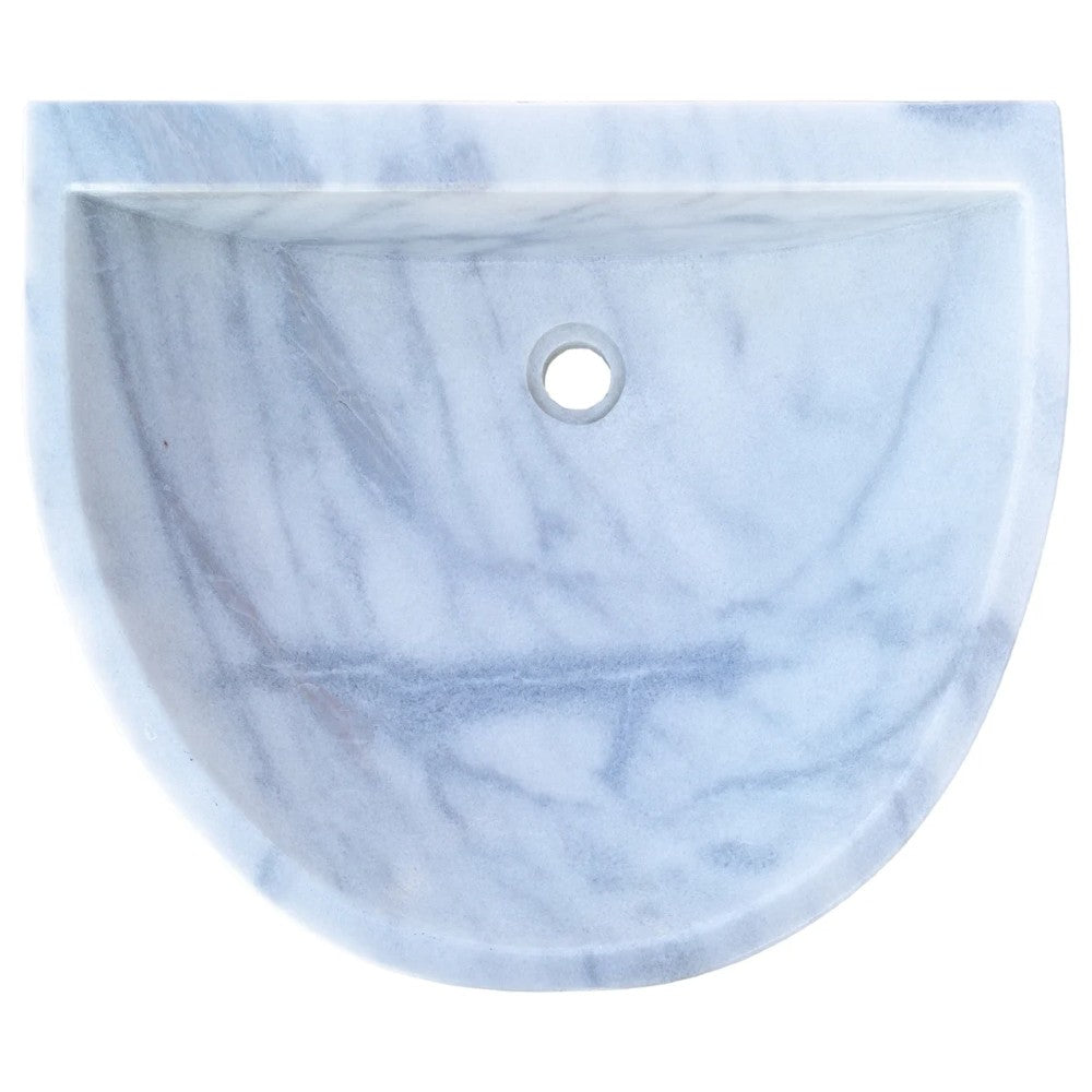 Natural Stone Carrara White Marble Wall-Mount Marble Sink Polished (W)20" (L)24" (H)6"