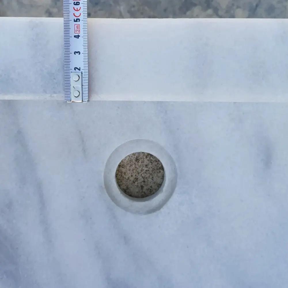 Natural White Marble Vessel Bathroom Sink Round Polished