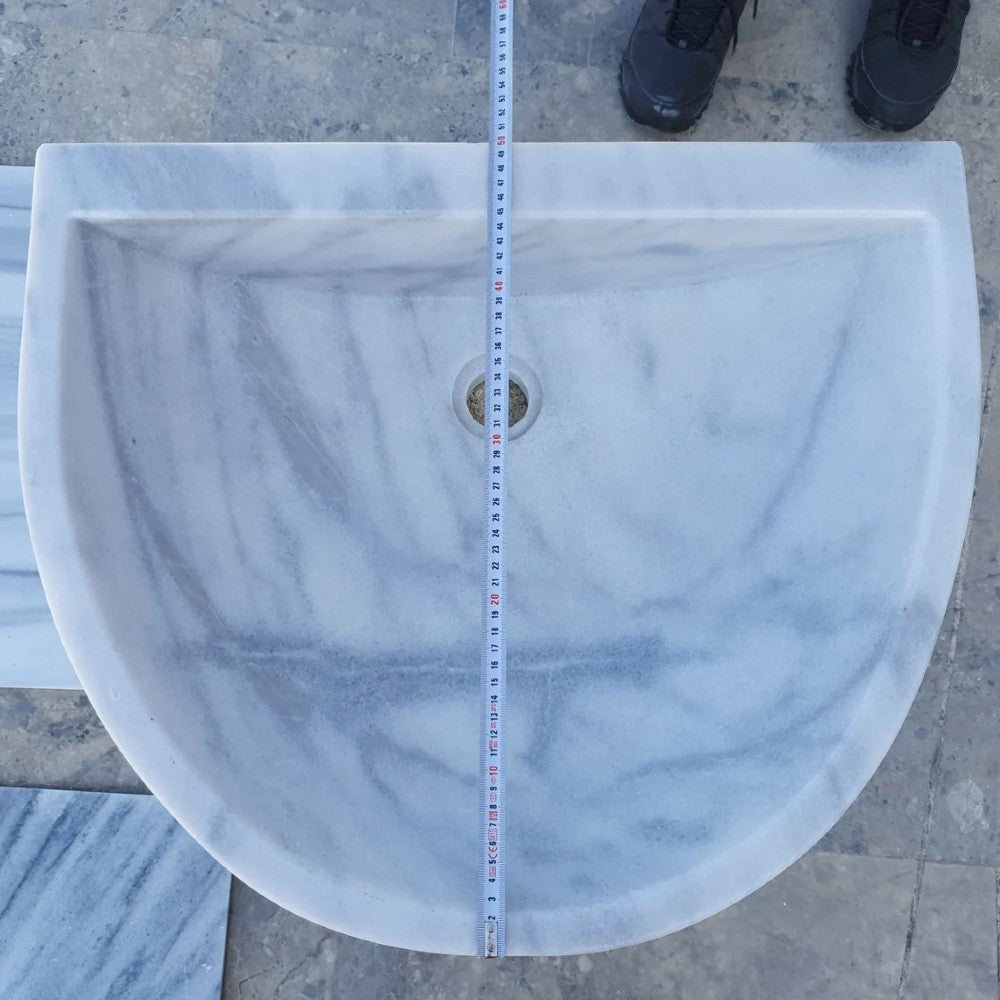 Natural Stone Carrara White Marble Wall-Mount Marble Sink Polished (W)20" (L)24" (H)6"