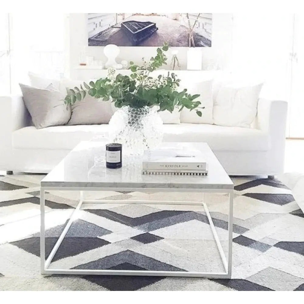 Carrara White Marble Square Coffee Table Top - Polished Finish
