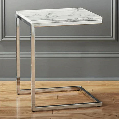 Carrara White Marble Polished Square End Table Modern Design