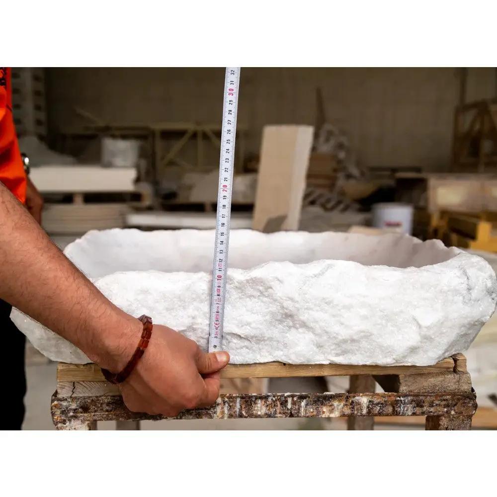 Carrara White Marble Vessel Sink Hand Chiseled Bathroom 16 By 22