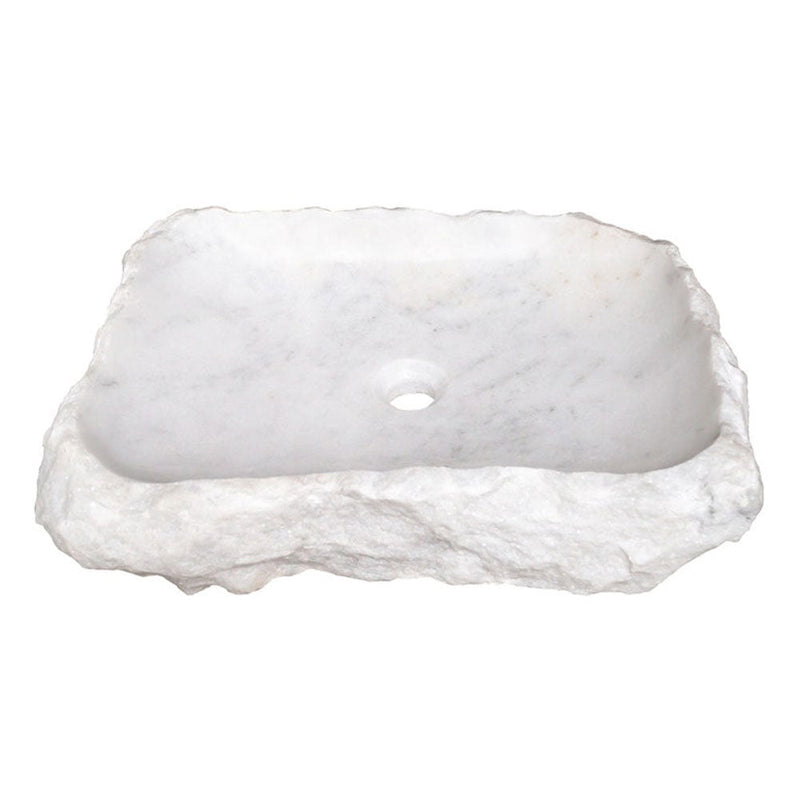 Carrara Marble Rectangular Rustic Natural Stone Vanity Bathroom Sink