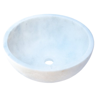 Carrara White Marble Round Vessel Sink - Polished Finish 16x6