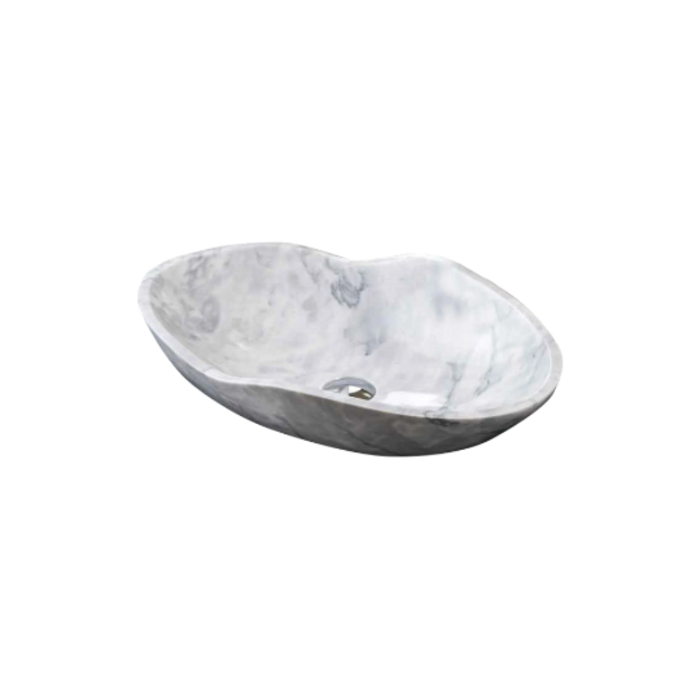Carrara White Marble Wave Shaped Vessel Bathroom Sink 14x24x6