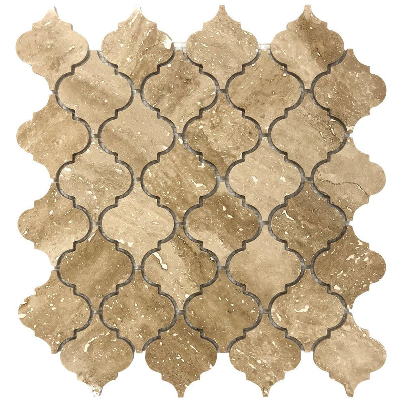 Patara Casablanca Pattern 12" x 12" Honed Travertine Mesh-Mounted Mosaic Tile