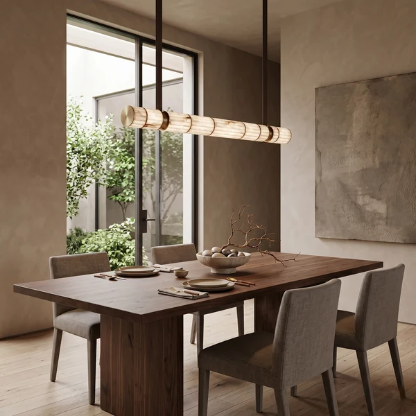 Cavellia Alabaster Leather Linear Chandelier