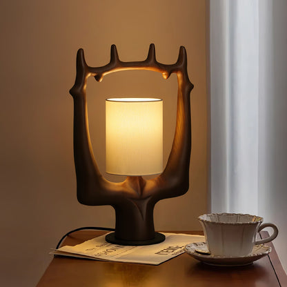 Cervina Sculptural Wood Ring Table Lamp