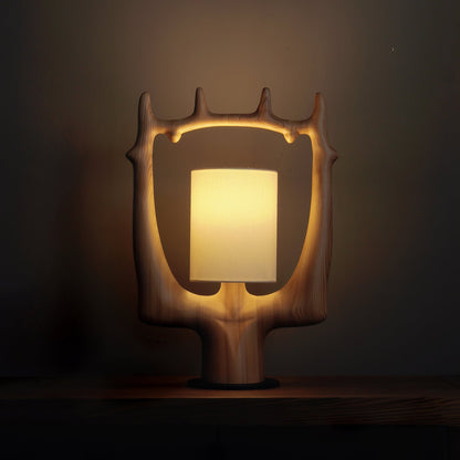 Cervina Sculptural Wood Ring Table Lamp