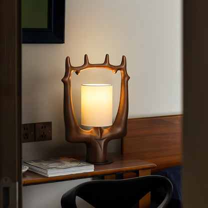 Cervina Sculptural Wood Ring Table Lamp