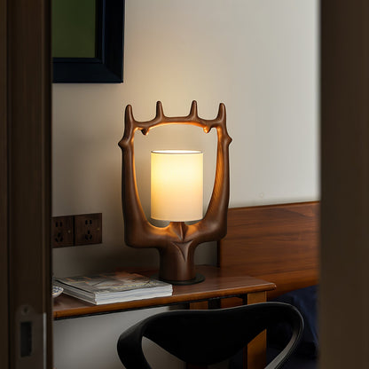 Cervina Sculptural Wood Ring Table Lamp