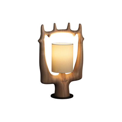 Cervina Sculptural Wood Ring Table Lamp