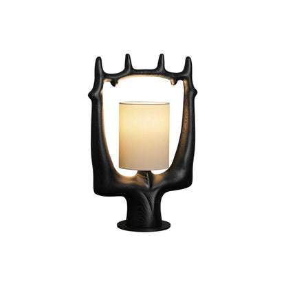 Cervina Sculptural Wood Ring Table Lamp