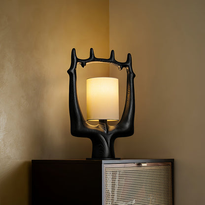 Cervina Sculptural Wood Ring Table Lamp
