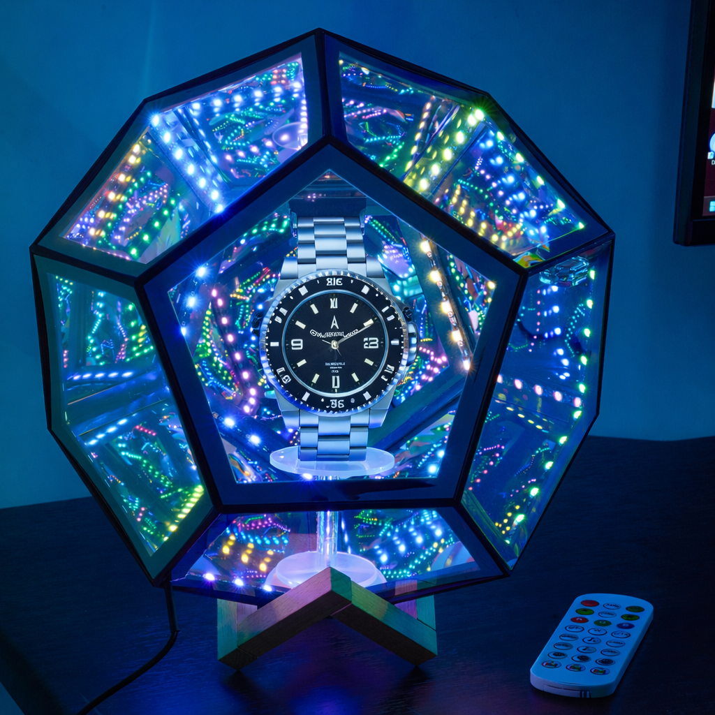 Acrylic Display Case with infinity RGB Light,  Dustproof Showcase Storage for Collectibles and Action Figures Mini Toys