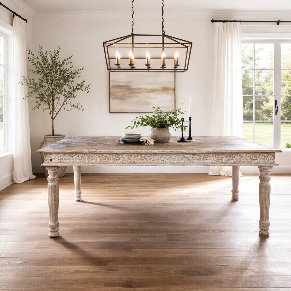 Driftwood Recycled Carved Dining Table