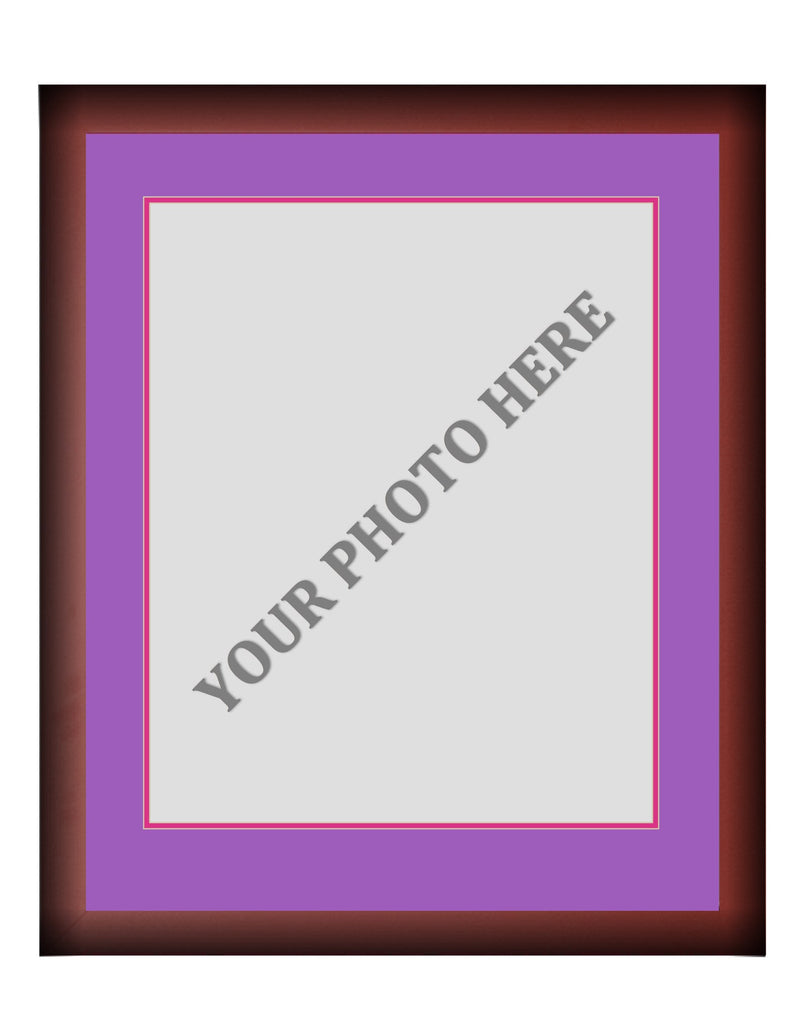 Frame Kit - Cherry Wood Frame | Purple Matting | Pink Trim