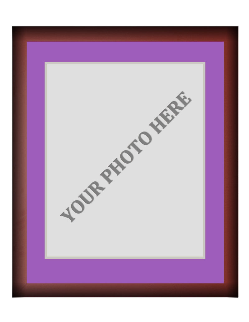 Frame Kit - Cherry Wood Frame | Purple Matting | Silver Trim